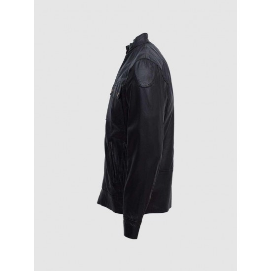 Lavoro Black Bomber Leather Jacket for Work Wear