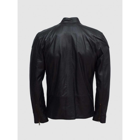 Lavoro Black Bomber Leather Jacket for Work Wear