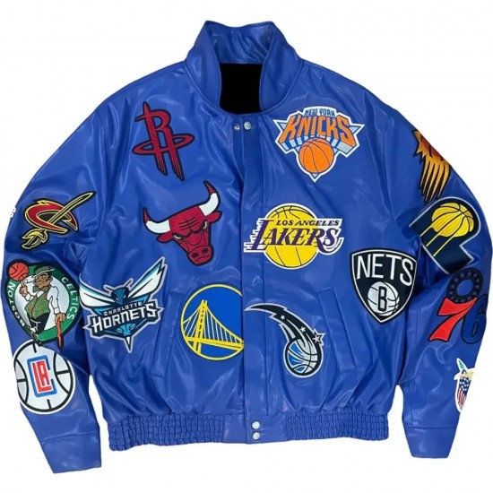 Leather NBA Team Collage Jeff Hamilton Blue Jacket