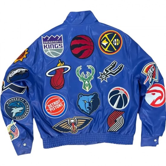 Leather NBA Team Collage Jeff Hamilton Blue Jacket