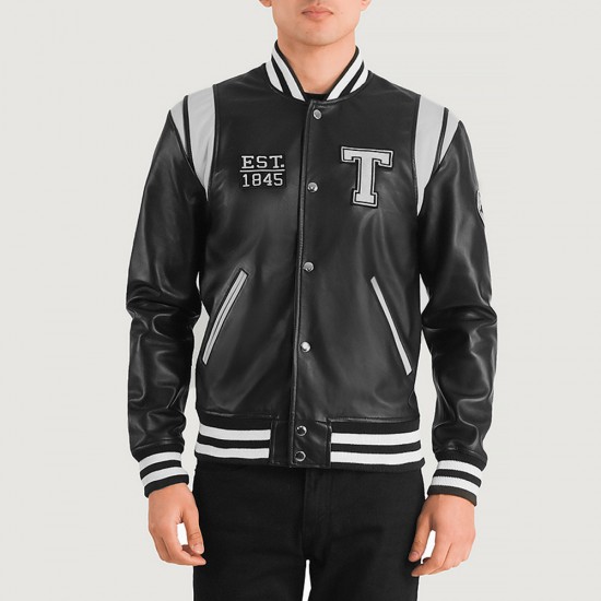 Liberte Texas Black Leather Varsity Jacket