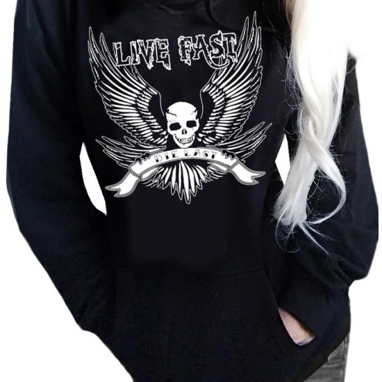 Live Fast Skull Tattoo Halloween Hoodie