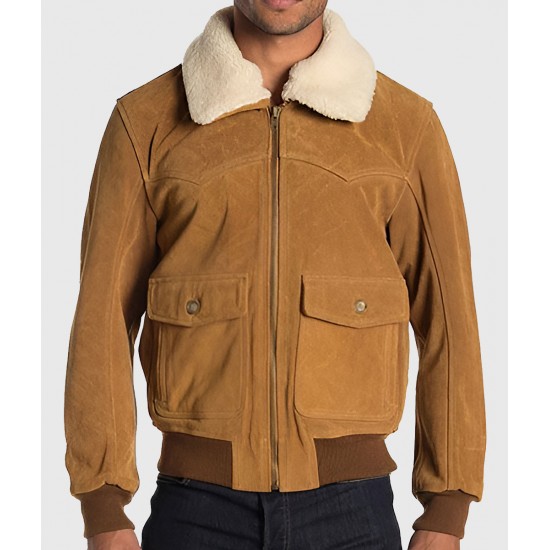 Louis Men’s Brown G-1 Bomber Suede Jacket