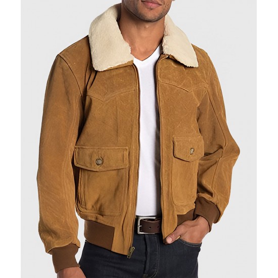 Louis Men’s Brown G-1 Bomber Suede Jacket