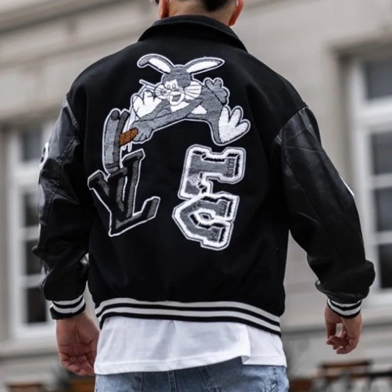 LV Bunny Black Varsity Jacket