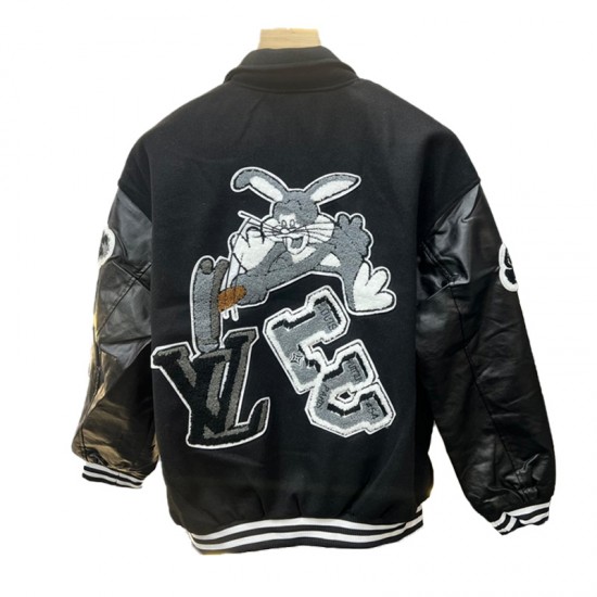 LV Bunny Black Varsity Jacket