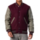 Maroon Body & Grey Leather Sleeves Letterman Jacket