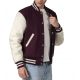 Maroon & White Wool Letterman Jacket