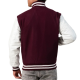 Maroon Wool Body & White Leather Sleeves Letterman Jacket With Zipper