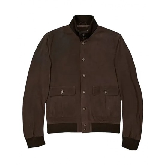 Men Brown Suede Leather Jacket