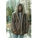 Men's Beige Coyote Faux Fur Jacket with Oversized Hood Burner Coat