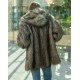 Men's Beige Coyote Faux Fur Jacket with Oversized Hood Burner Coat