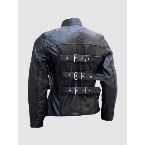 Men’s Belted Trench Look Black Leather Jacket