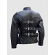 Men’s Belted Trench Look Black Leather Jacket