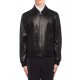 Men’s Black Elasticated Bomber Leather Jacket