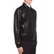 Men’s Black Elasticated Bomber Leather Jacket