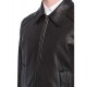 Men’s Black Elasticated Bomber Leather Jacket