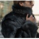 Men's Black Faux Fur Short Winter Coat with Collar