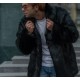 Men's Black Faux Fur Short Winter Coat with Collar