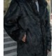 Men's Black Faux Fur Short Winter Coat with Collar