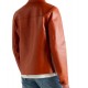 Men’s Brown Leather Blouson Jacket with Shirt Collar