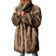 Men's Collared Coyote Faux Fur Shawl Collar Midi Coat Jacket