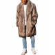 Men's Collared Coyote Faux Fur Shawl Collar Midi Coat Jacket