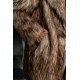 Men's Collared Coyote Faux Fur Shawl Collar Midi Coat Jacket