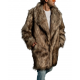 Men's Collared Coyote Faux Fur Shawl Collar Midi Coat Jacket