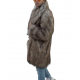 Men's Collared Coyote Faux Fur Shawl Collar Midi Coat Jacket