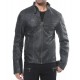 Men’s Designer Black Lambskin Leather Jacket with Front Pockets and Studs