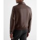 Men’s Faux Leather Jacket with Brown Shirt Collar