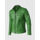 Men’s Green Leather Jacket - Regular Fit for Party Wear