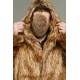 Men's Long Fox Faux Fur Coat with Oversized Hood