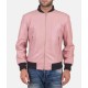 Men’s Pink Leather Bomber Jacket