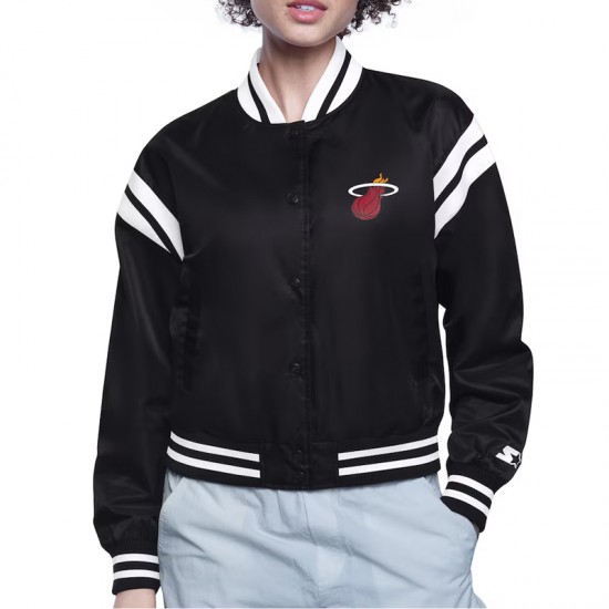 Miami Heat Printed Logo Varsity Satin Jacket