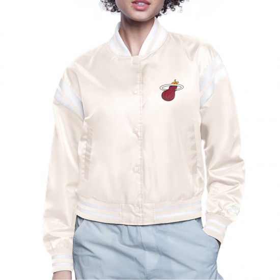 Miami Heat Printed Logo Varsity Satin Jacket