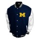 Michigan Wolverines Graduate Navy and White Varsity Jacket