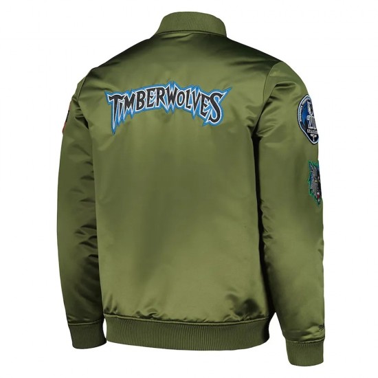 Minnesota Timberwolves Hardwood Classics Retro Green Satin Jacket