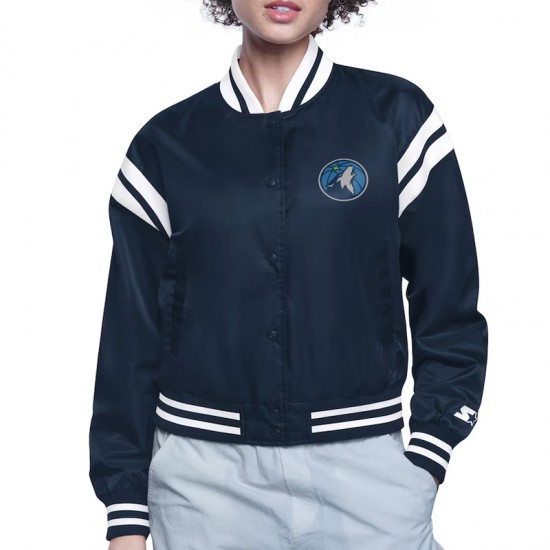 Minnesota Timberwolves Printed Logo Varsity Satin Jacket