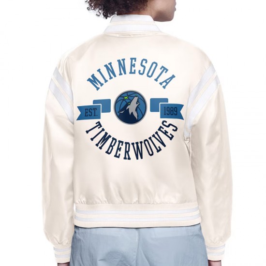 Minnesota Timberwolves Printed Logo Varsity Satin Jacket