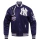 New York Yankees Mashup Men's Rib Navy Blue Satin Jacket