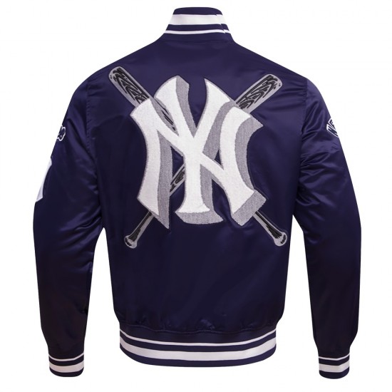 New York Yankees Mashup Men's Rib Navy Blue Satin Jacket