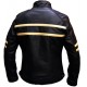 New Mens Cruise Cafe Racer Stripe Biker Leather Jacket