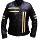 New Mens Cruise Cafe Racer Stripe Biker Leather Jacket