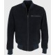 Noah Mens Navy Blue Bomber Suede Leather Jacket