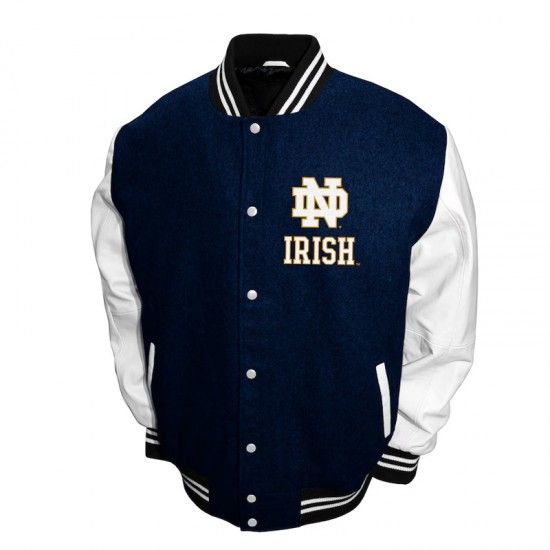 Notre Dame Fighting Irish Graduate Navy and White Varsity Jacket