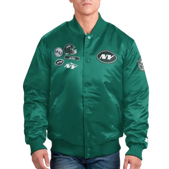 NY Jets Exclusive Green Varsity Satin Jacket