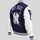 NY Yankees Mashup Men's Rib Wool Midnight Navy and White Varsity Jacket