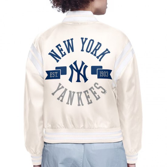 NY Yankees Printed Logo Varsity Satin Jacket